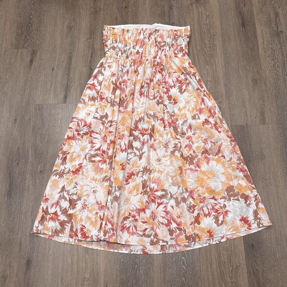 Abercrombie & Fitch Dress Womens Large White Floral Maxi Smocked Pockets NEW - Picture 8 of 14